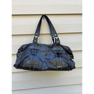 VTG Y2K Francesco Biasia Black Soft Leather Hobo Tote Handbag Satchel Purse